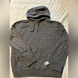 Nike Men's Black Sweater with Colorful Swooshes